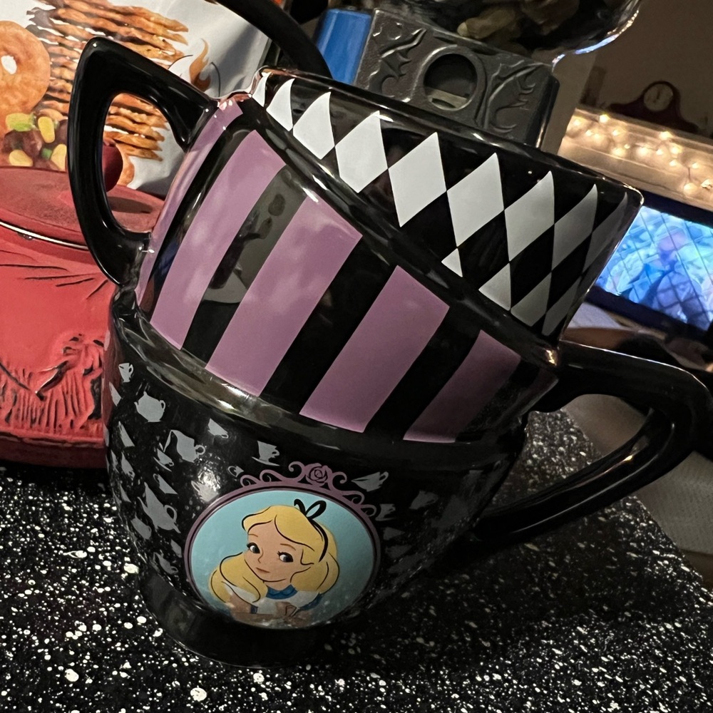 Disney Alice in Wonderland Black and Purple Mugs